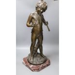 After Auguste Moreau, bronze figure of Pan, 72cm tall**CONDITION REPORT**PLEASE NOTE:- Prospective