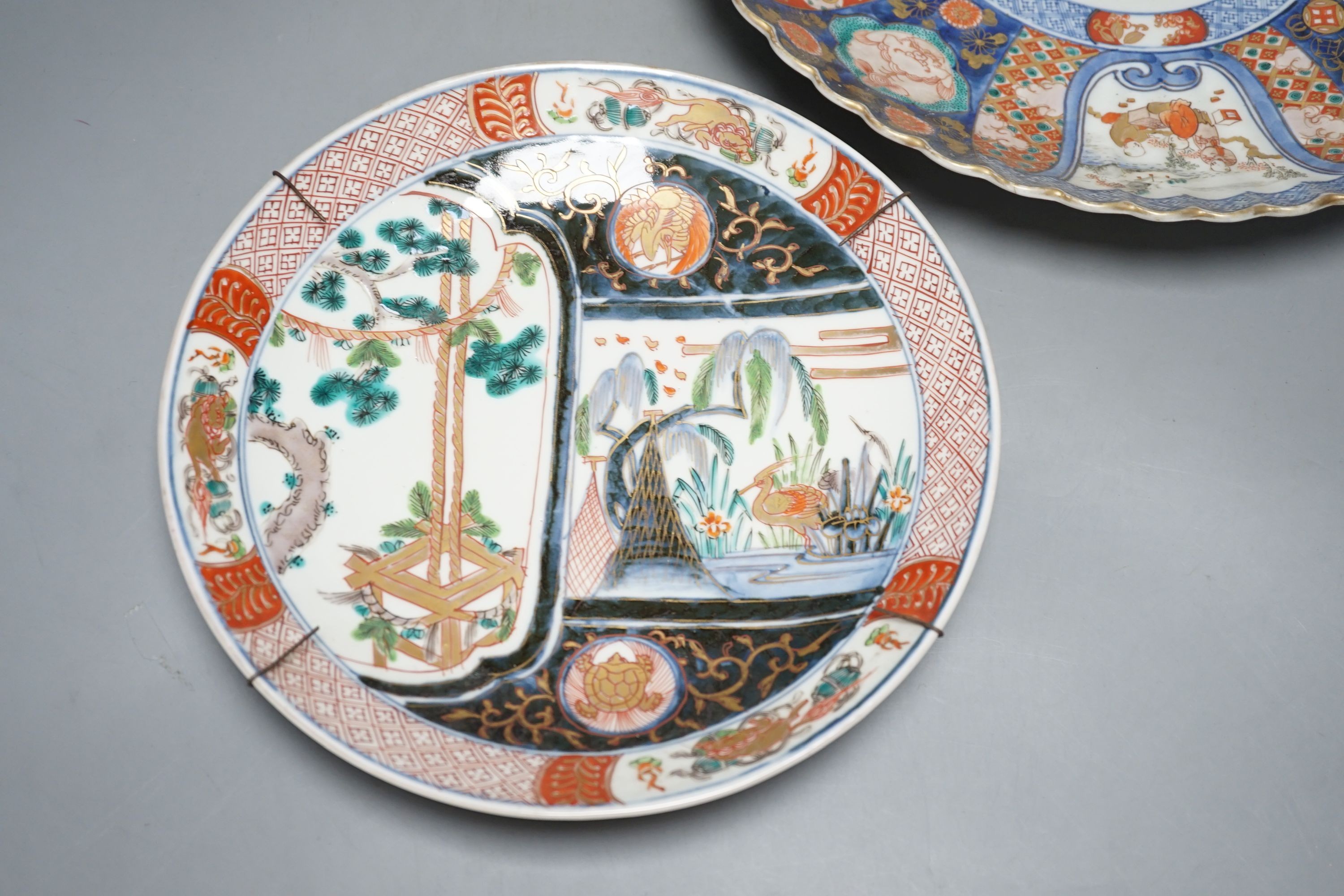 Two Japanese Imari wall plates, Meiji period - largest 35cm diameter**CONDITION REPORT**PLEASE - Image 2 of 6