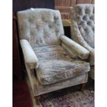 A Victorian walnut upholstered library chair, width 74cm, depth 92cm, height 90cm**CONDITION