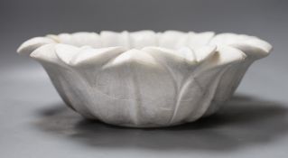 An Indian carved marble lotus flower bowl - 38cm diameter**CONDITION REPORT**PLEASE NOTE:-