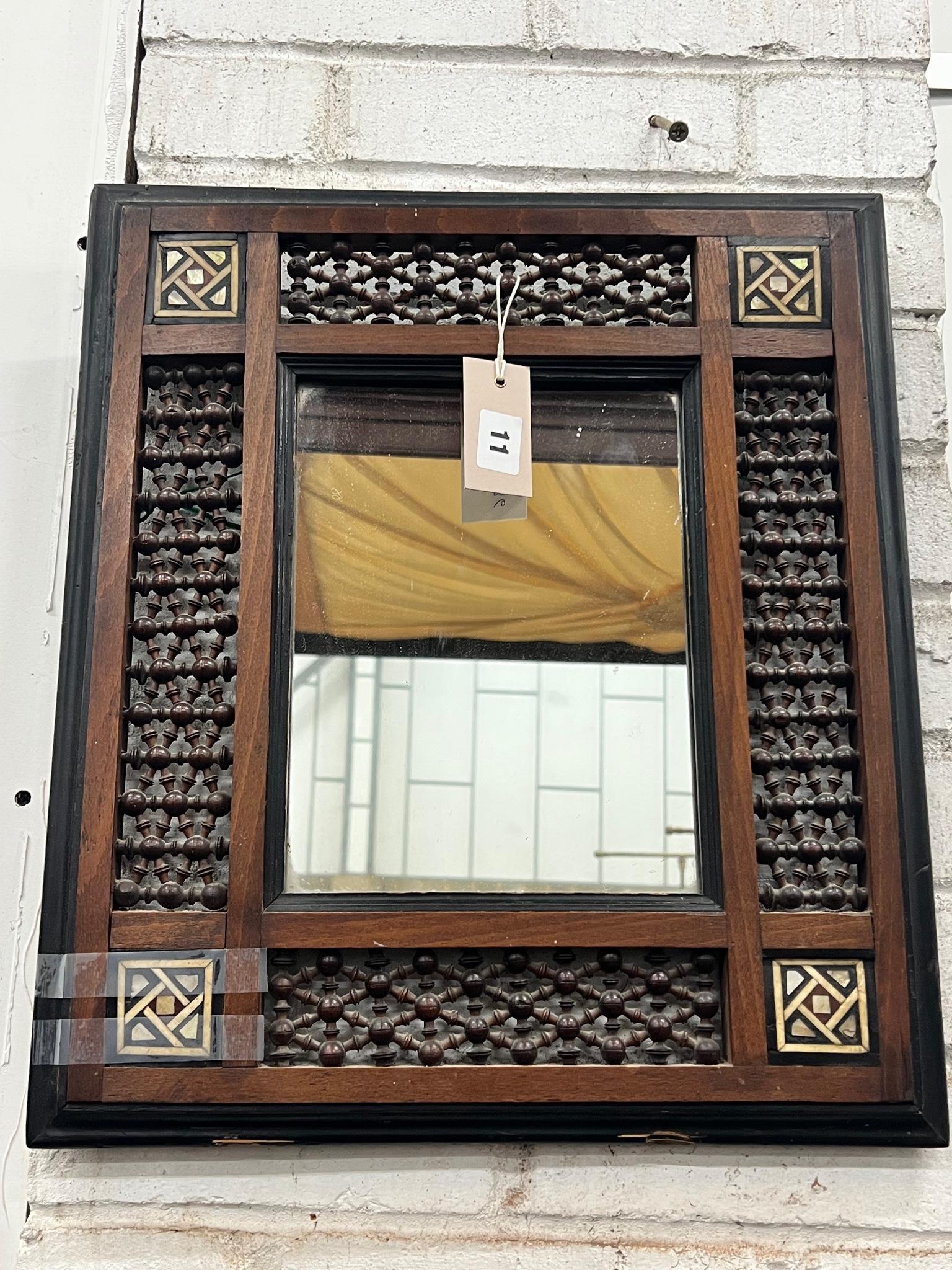 A Moorish mother of pearl inlaid wall mirror, width 41cm, height 47cm**CONDITION REPORT**PLEASE