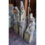 Four reconstituted stone garden statues, largest height 124cm**CONDITION REPORT**PLEASE NOTE:-