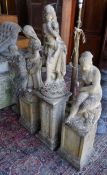Four reconstituted stone garden statues, largest height 124cm**CONDITION REPORT**PLEASE NOTE:-