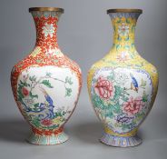 A pair of Chinese Canton enamel vases, 38cm**CONDITION REPORT**Some very slight surface scratches.