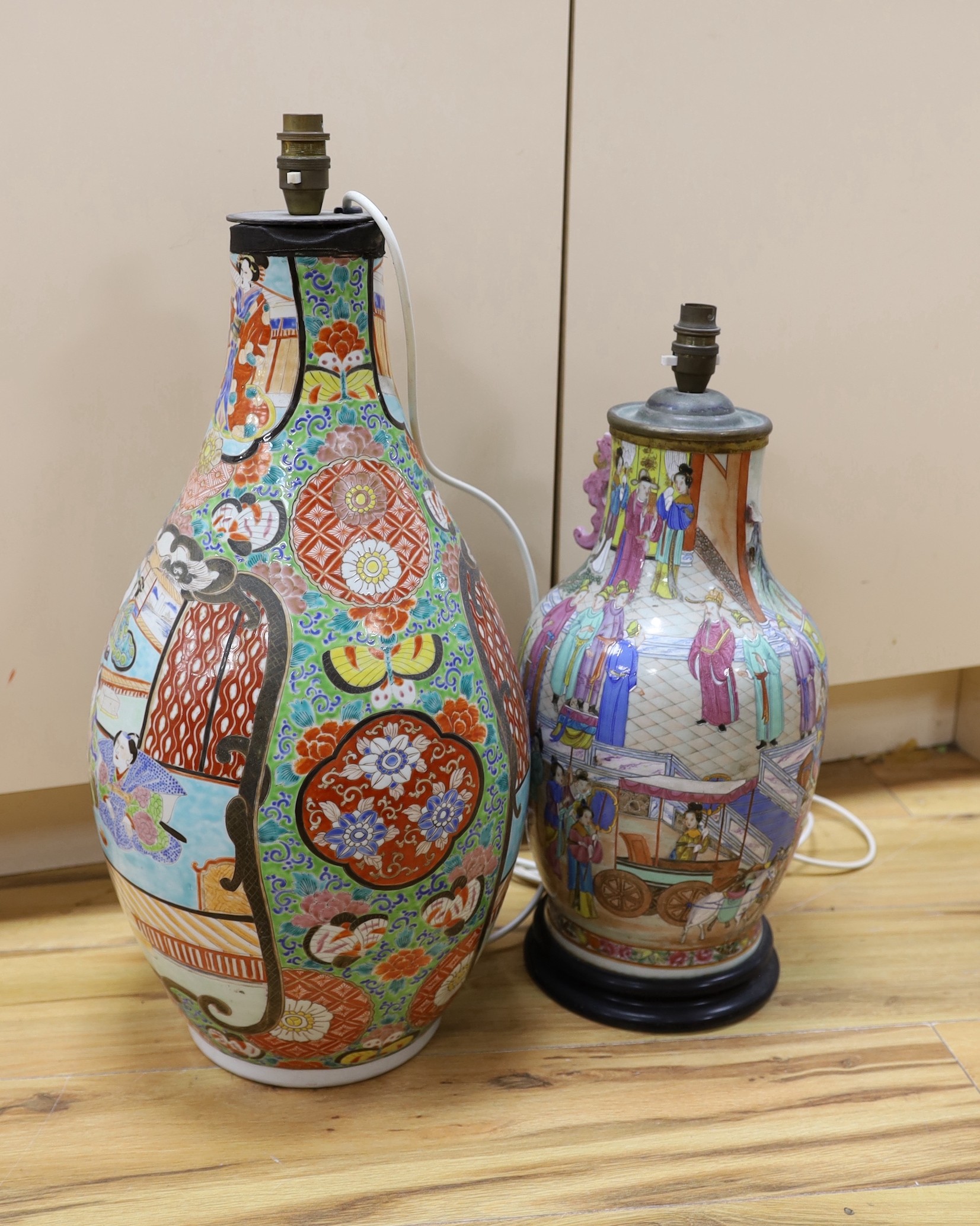 A 19th-century Chinese famille rose vase, and a late 19th century Japanese enamelled porcelain - Image 2 of 2