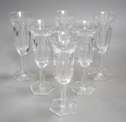 Six Moser cut glass flutes - 18.5cm tall**CONDITION REPORT**No obvious signs of damage. A few