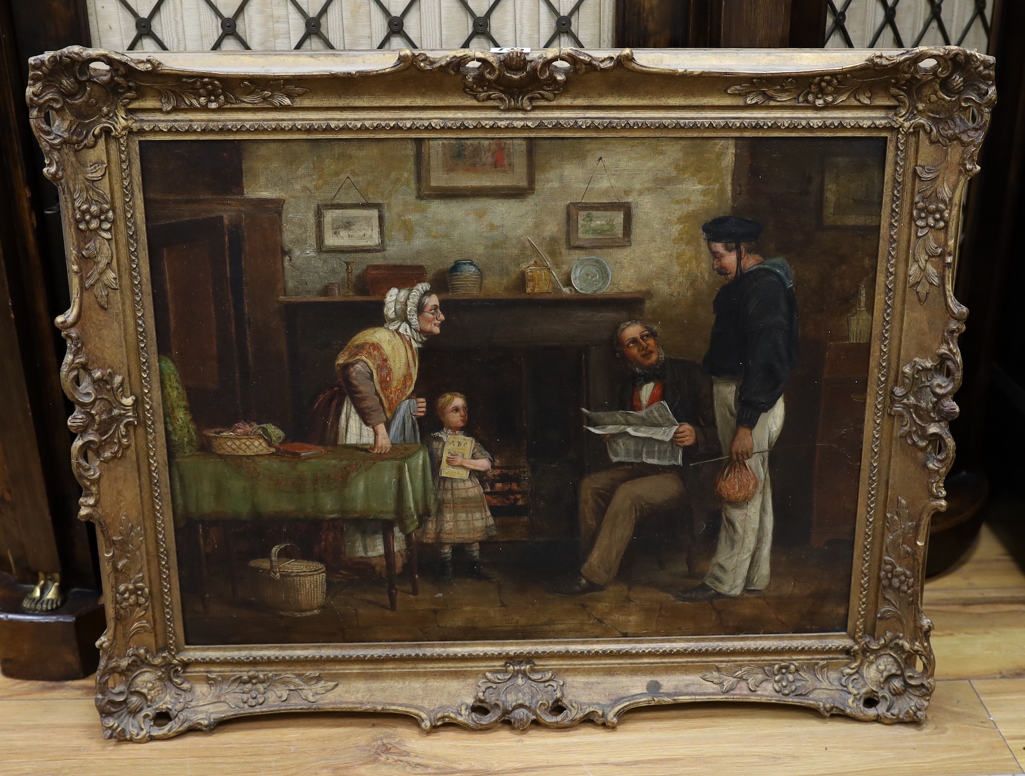 Victorian School, oil on canvas, 'The Sailor's Return', 45 x 60cm**CONDITION REPORT**PLEASE NOTE:- - Image 2 of 2