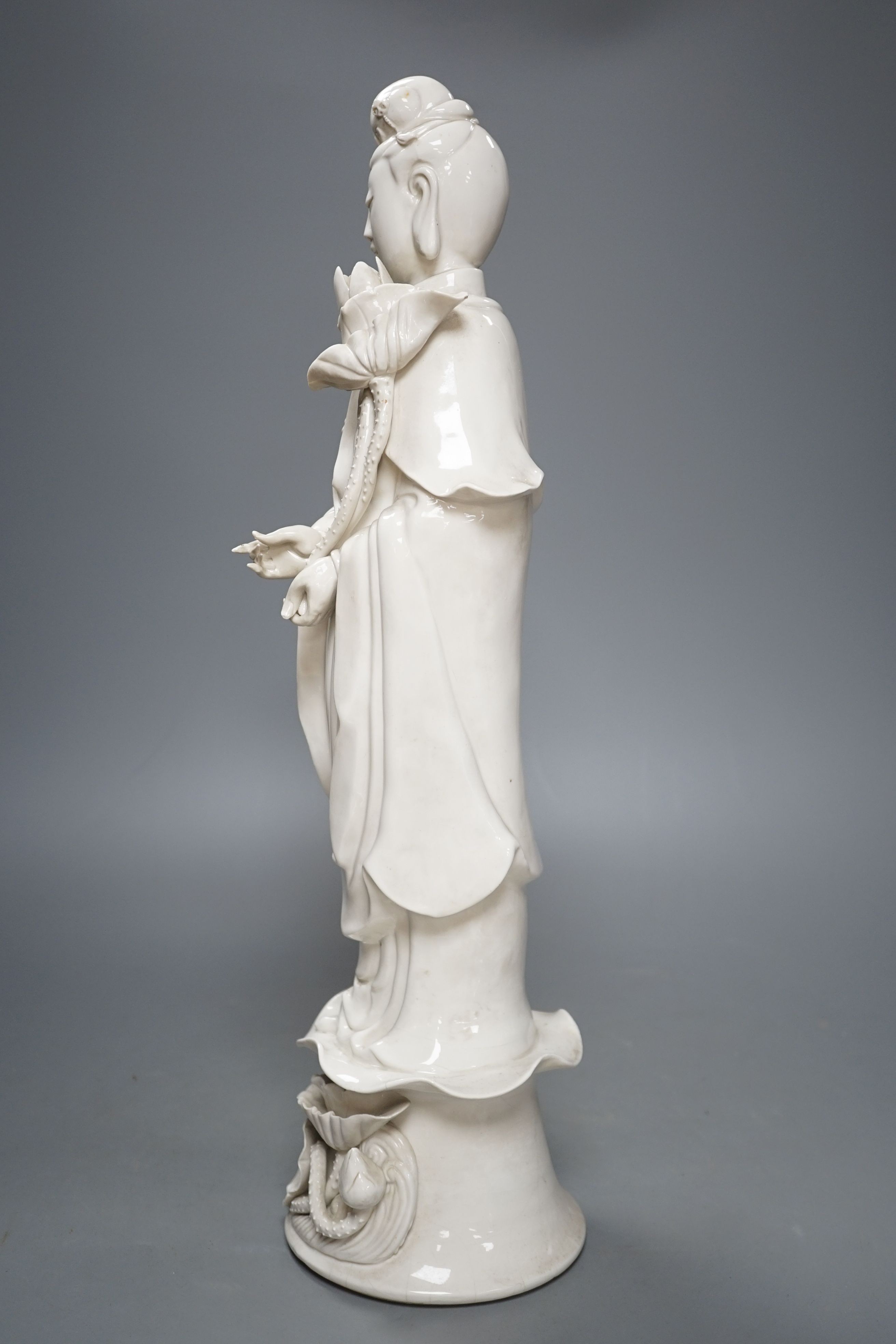 A tall Chinese blanc de chine figure of Guanyin -47cm high**CONDITION REPORT**PLEASE NOTE:- - Image 2 of 5