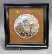 A Victorian framed pot lid, "The Grand International Building Of 1851".**CONDITION REPORT**PLEASE
