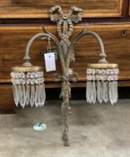 A set of eight gilt metal twin branch lustre wall lights, height 50cm**CONDITION REPORT**PLEASE