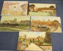 Godwin Bennett (1888-1950), four oils on canvas, Village around Stratford Upon Avon, signed, 26 x