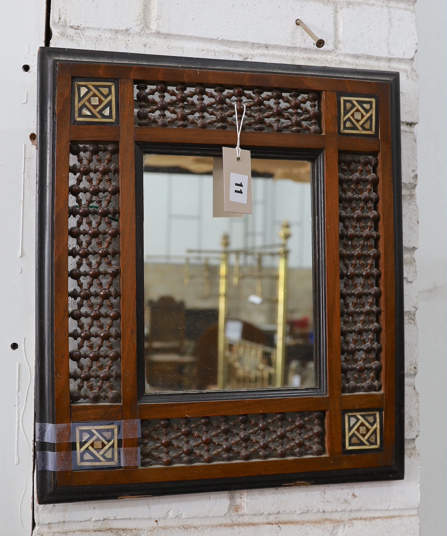 A Moorish mother of pearl inlaid wall mirror, width 41cm, height 47cm**CONDITION REPORT**PLEASE - Image 2 of 2