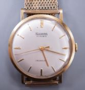 A gentleman's mid 20th century 9ct gold Silvana manual wind dress wrist watch, on a steel and gold