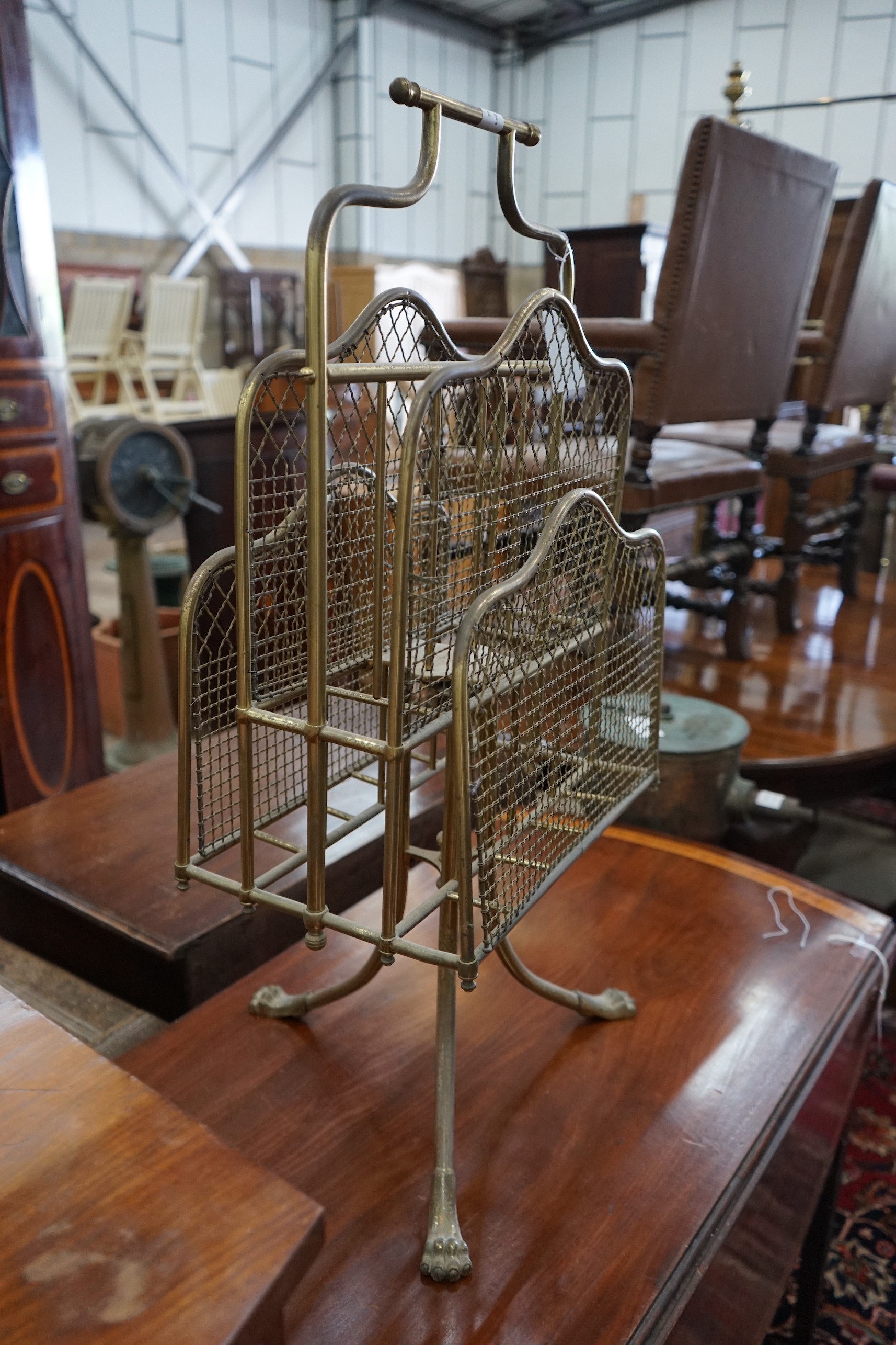 An Edwardian gilt metal wirework four division magazine rack**CONDITION REPORT**PLEASE NOTE:- - Image 3 of 3