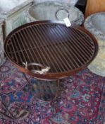 A wrought and cast iron fire pit on stand, diameter 62cm, height 65cm**CONDITION REPORT**PLEASE