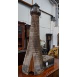 A vintage brick effect wood model lighthouse, wired for electricity height 110cm**CONDITION