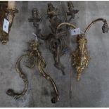 Three gilt metal wall lights, largest height 46cm**CONDITION REPORT**PLEASE NOTE:- Prospective