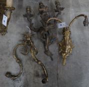 Three gilt metal wall lights, largest height 46cm**CONDITION REPORT**PLEASE NOTE:- Prospective