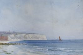 R.Esdaile Richardson, watercolour, Fishing boats off the Sussex coast, signed, 25 x 37cm**