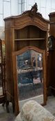 An early 20th century French mahogany mirrored armoire (no hinge for door), width 100cm, depth 50cm,
