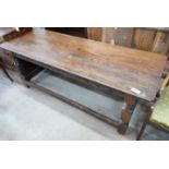 A rectangular planked refectory type dining table, length 190cm, depth 66cm, height 71cm**