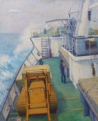 Leslie Joseph Watson (b.1906), Deck of a merchant ship, signed and dated 1963, 60 x 51cm,