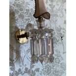 A near pair of glass lustre single branch wall lights, larger 26cm**CONDITION REPORT**PLEASE