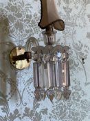 A near pair of glass lustre single branch wall lights, larger 26cm**CONDITION REPORT**PLEASE