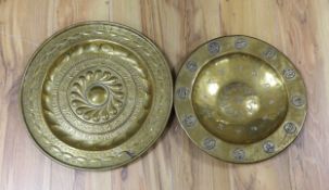 Two German brass alms dishes, 19th and 20th century, 41cm**CONDITION REPORT**PLEASE NOTE:-