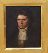 19th century Continental School, oil on wooden panel, Portrait of a gentleman, indistinctly