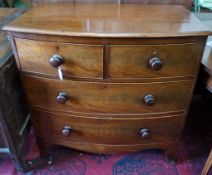 A Regency mahogany bow-fronted chest of drawers, width 92cm depth 52cm, height 91cm**CONDITION