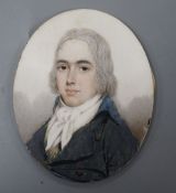 Nathaniel Plimer (1751-1822) portrait miniature of a gentleman on ivory, circa 1796, signed on