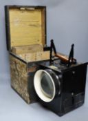 A WWI cased military signalling lamp B, dated 1914, British Ordnance broad arrow marks, case 31 cm