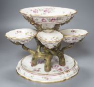 A 19th century Stebner faience four branch epergne,21 cms high.**CONDITION REPORT**PLEASE NOTE:-