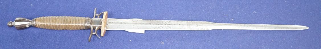 An 18th century German hunting hangar, etched blade. Total length 56.5cm**CONDITION REPORT**PLEASE