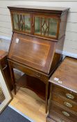 An Edwardian banded mahogany bureau cabinet, width 67cm, depth 38cm, height 138cm**CONDITION