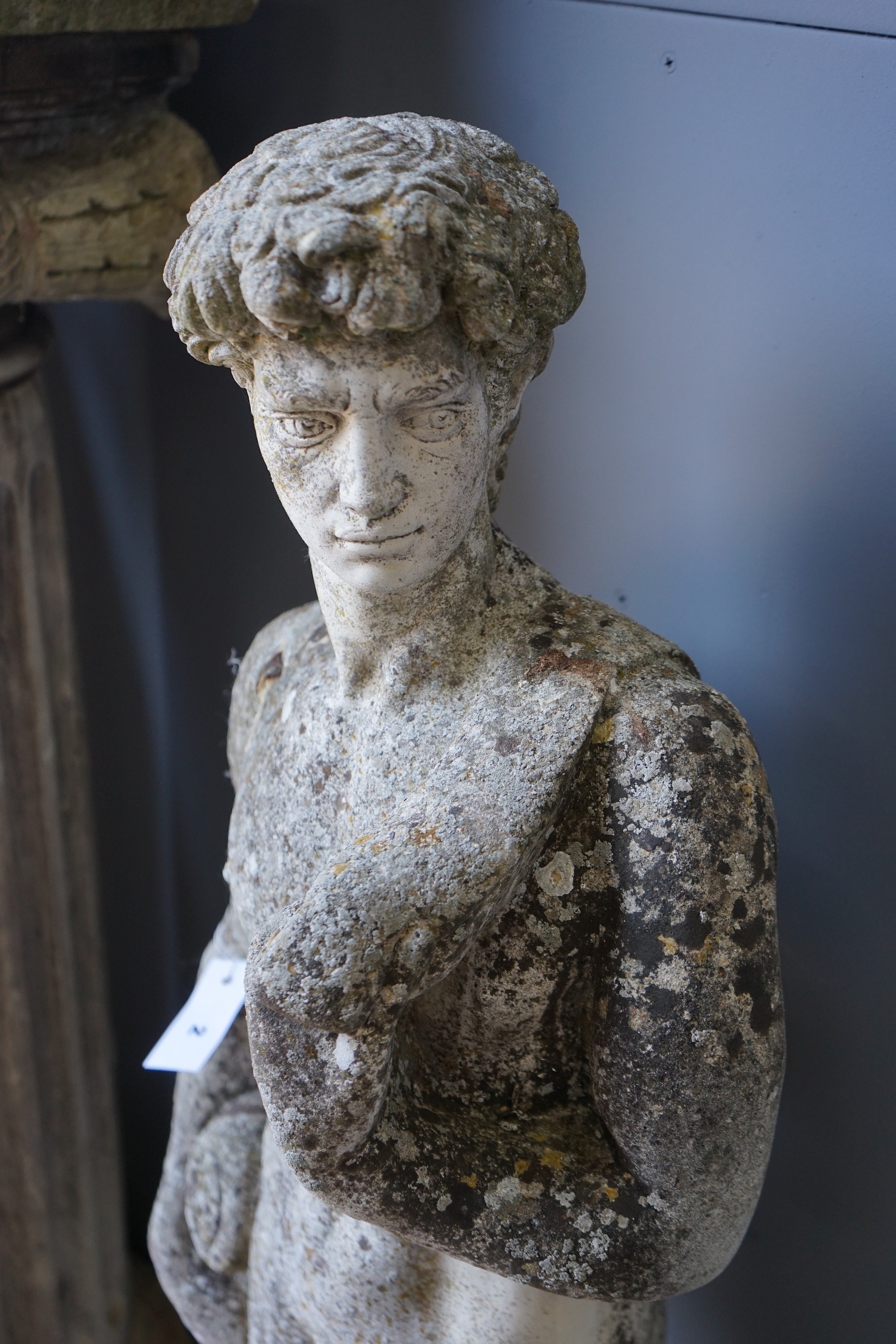 A reconstituted stone garden ornament of David, height 118cm**CONDITION REPORT**PLEASE NOTE:- - Image 2 of 3