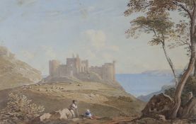 Attributed to John Varley (1778-1842), watercolour, 'Harlech Castle, Wales', 14 x 22cm**CONDITION