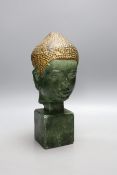 A Paul Bonifas (Boas) painted terracotta Buddha's head, 18cm**CONDITION REPORT**PLEASE NOTE:-