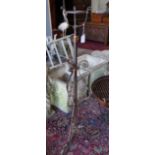 An early 20th century copper mounted wrought iron telescopic oil lamp standard**CONDITION REPORT**