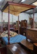 A George III mahogany four poster bed, length 204cm, depth 156cm, height 250cm**CONDITION REPORT**