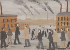 Vincent Dott, oil on board, 'The Workers', signed with artist label verso, 47 x 67cm