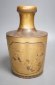 A Japanese Meiji period maki-e lacquer sake flask and stopper (tokkuri), 24cm tall