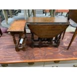 An 18th century style gateleg occasional table, width 59cm, height 50cm together with a smaller