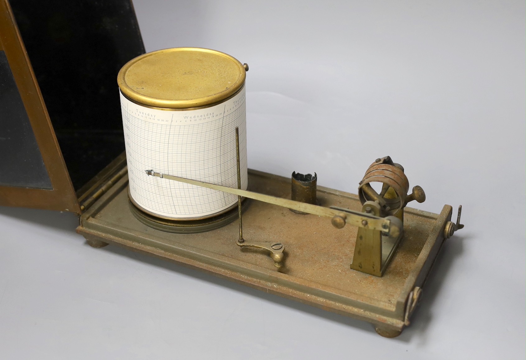 A copper cased barograph by Short & Mason, 26cm wide - Image 2 of 3