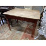 A Victorian rectangular part painted pine kitchen table, width 98cm, depth 73cm, height 73cm