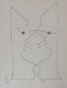 Jean Cocteau (1889-1963), lithograph, The Kiss, signed and dated 1954 in the plate, 34 x 26cm
