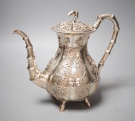 A late 19th/early 20th century Chinese Export white metal coffee pot by Hung Chong, height 20.3cm,