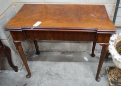 A George III rectangular mahogany folding tea table, width 86cm, depth 43cm, height 73cm