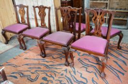 A set of six reproduction George III style mahogany dining chairs, width 64cm, depth 50cm, height